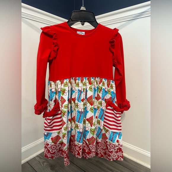 Red and Multicolor Holiday Dress - Picture 1 of 3